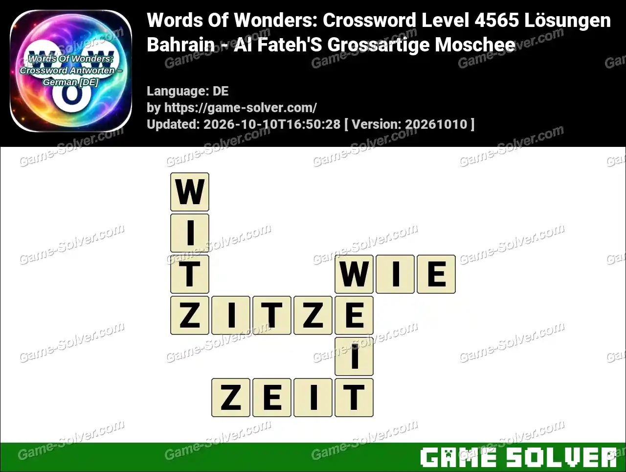 Words Of Wonders: Crossword Level 4565 Lösungen – Bahrain – Al Fateh’S Grossartige Moschee